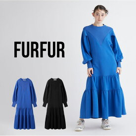 (5日24H限定ポイント10倍)FURFUR ファーファー ガゼットデザインスウェットワンピース rwco241111 レディース ドレス ロング丈 カジュアル フェミニン パフスリーブ 抜け感 ラフ 2024春 セレクトショップムー【P10】