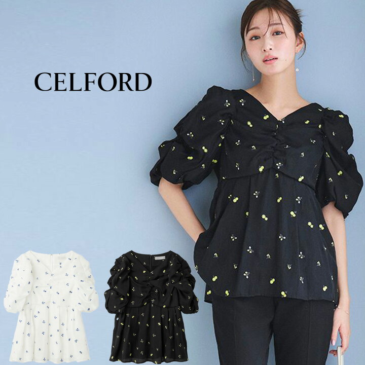 楽天市場】(予約) セルフォード CELFORD 小花刺繍ペプラムブラウス 