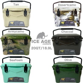 ICE AGE cooler (アイスエイジ) クーラーボックス 20QT 18.9L / ILC020tan ソロキャンプ向け 充実のオプション装備 高性能アイスエイジクーラー 釣り カヤックフィッシング セレクトショップムー