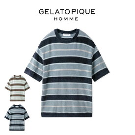 GELATO PIQUE HOMME ジェラートピケ オム スムライトマルチボーダープルオーバー pmnt242937 メンズ トップス 部屋着 ルームウェア パジャマ 薄手 なめらか 軽量 ギフト プレゼントにおすすめ 2024夏 セレクトショップムー