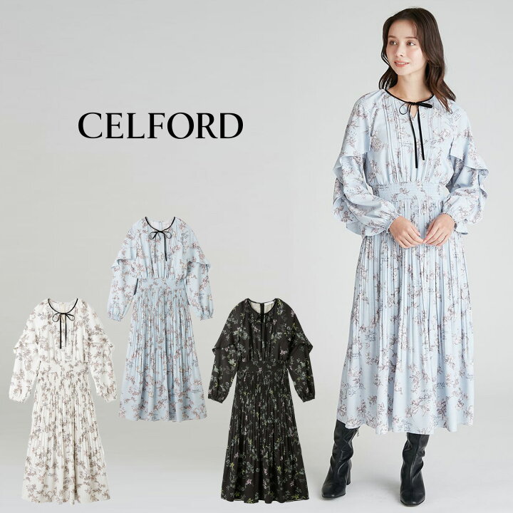 楽天市場】セルフォード CELFORD ボタニカルレタープリントワンピース 