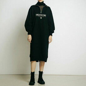 (5の付く日ポイント10倍)DOUBLE STANDARD CLOTHING ダブルスタンダードクロージング ESSENTIAL / ハーフジップロゴワンピース 2501191241 レディース ダブスタ カジュアル ロング丈 ヘヴィウェイト 裏毛 2024春 セレクトショップムー【S10】