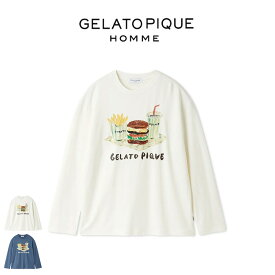(18日限定ポイント最大10倍)ジェラートピケ オム GELATO PIQUE HOMME ヒラノトシユキ ハンバーガーワンポイントプリントロンT phct255937 ジェラピケ メンズ パジャマ ルームウェア 部屋着 ギフト プレゼントにおすすめ セレクトショップムー【P10】