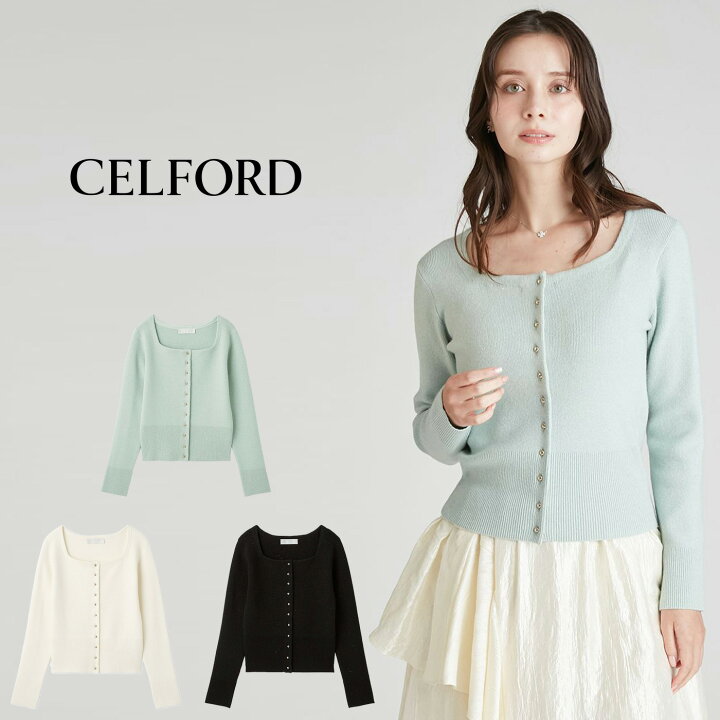 楽天市場】セルフォード CELFORD スクエアネックラメニット 
