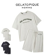 ジェラートピケ オム GELATO PIQUE HOMME 接触冷感 カジュアルレーヨンロゴTシャツ&ハーフパンツセット p…
