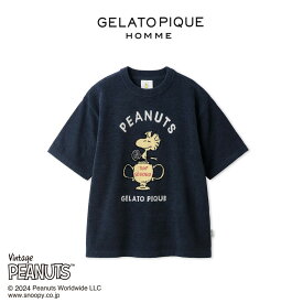 (期間限定ポイント10倍)GELATO PIQUE HOMME ジェラートピケ オム PEANUTS TENNIS ジャガードプルオーバー pmnt242951 メンズ トップス 部屋着 ルームウェア パジャマ ウッドストック コラボ 半袖 ギフト プレゼントにおすすめ 2024夏 セレクトショップムー