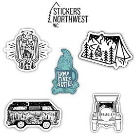 (20日24時間限定ポイント10倍)STICKERS NORTHWEST ステッカーノースウエスト PRINTED STICKERS プリントステッカー JEEP ジープラングラー キャンプファイヤー コーヒー 焚き火 テント ランタン バンライフ モチーフ セレクトショップムー