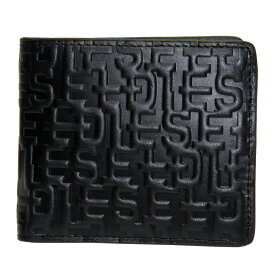 【送料無料】DIESEL 財布 ディーゼル 二つ折り財布 メンズ レディース BI-FOLD COIN S X09338 P0556 T8004 ブラック×グレー バイカラー モノグラム 本革 革 レザー さいふ【あす楽対応】【ブランド】【プレゼント】【セール】