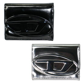 【送料無料】DIESEL 財布 ディーゼル 三つ折り財布 レディース ユニセックス X09887 PS202 T8013/ブラック H0535/シルバー 1DR TRI FOLD COIN XS IIZIP Tri-fold wallet in mirrored leather 本革 革 レザー コンパクト ミニ財布【ブランド】【プレゼント】