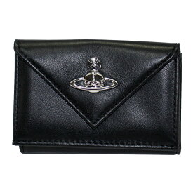 【送料無料】2025春夏新作 Vivienne Westwood ヴィヴィアンウエストウッド 財布 三つ折り ミニ財布 コンパクト 小銭入れあり 5115002EW L008K N403 ENVELOPE BILLFOLD BLACK SOFT ブラック レザー 本革 ビビアン【ブランド】