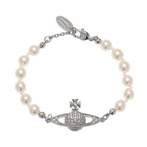 yzBBA EGXgEbh uXbg Vivienne Westwood ANZT[ WG[ MINI BAS RELIEF BRACELET PLATINUM CRYSTAL Pearl 61030001-02P131 Vo[×zCgp[ rrAyu