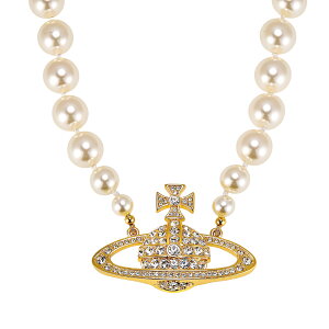 �y���������zVivienne Westwood ���B���B�A�� �E�G�X�g�E�b�h �`���[�J�[ �l�b�N���X �y���_���g �A�N�Z�T���[ 63010106-02R202 ONE ROW PEARL BAS RELIEF GOLD CREAM CRYSTAL �S�[���h×�V���o�[×�N���[���p�[�� 