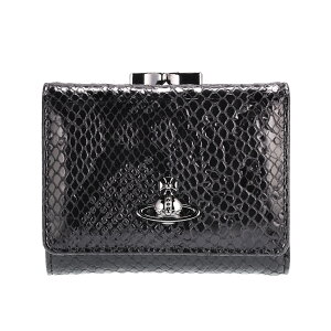�y���������zVivienne Westwood ���B���B�A���E�G�X�g�E�b�h ���z �O�܂�~�j���z �R���p�N�g ���K���ꂠ�� 5115002MW L00D7 N204 SMALL FRAME WALLET BLACK PYTHON EFFECT EMBOSS ���U�[ �{�v �p�C�\�� �w�r�����^
