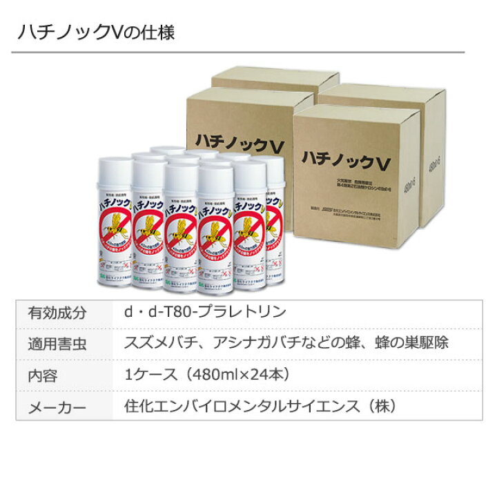 楽天市場】さらにお得24本 ハチの巣駆除スプレー ハチノックV (480ml  
