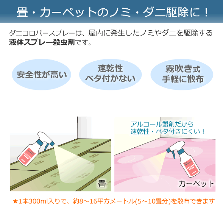 楽天市場】ダニ ノミ駆除 殺虫剤/ダニコロパースプレー 300ml〔医薬部