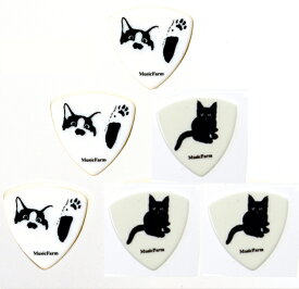 MusicFarm オリジナル猫ピック ナツメ1+サスケ1 TRY MEDIUM WH 各3枚ずつの6枚セット