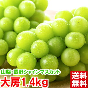 山梨・長野県産 大房シャインマスカット秀品 4Lサイズ 1.4kg(2房入り)グルメ大賞「ブドウ部門」通算4度受賞!!北海道、沖縄、一部離島は別途1,000円