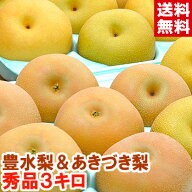 樹成り完熟豊水梨＆あきづき梨3kgハイテク光センサー選果で糖度保障！贅沢な新旧赤梨の食べ比べ♪北海道…