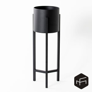 StandPot Short 鉢カバー 花台 フラワースタンド プランタースタンド 6号 7号 φ20cm 北欧 おしゃれ 高さ60cm 鉢植えカバー 底穴なし 着脱可 スチール モダン シンプル 観葉植物 ブラック ホワイト 丸