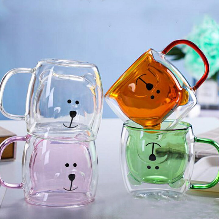 楽天市場】ダブルウォール クマ グラス 250ml ダブルウォールグラス 