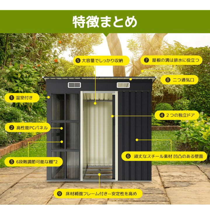 楽天市場】温室付き 物置 屋外 戸外収納庫 大型 温室 倉庫 大型 