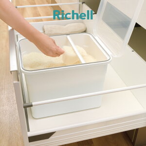 TOTONO トトノ 米びつ 10kg 引き出し用 米びつR リッチェル / 計量カップ付き 無洗米アダプター付き すりきり棒 日本製 抗菌加工 収納 ホワイト おしゃれ 保存容器 整理 ケース シンプル 密閉