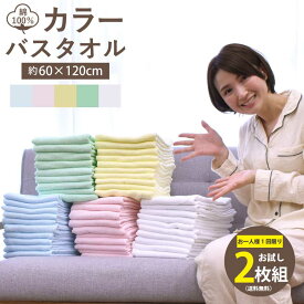 業務用バスタオル 2枚組 お試し バスタオル 業務用 激安 タオル 安い 速乾 軽量 薄手 綿 コットン 乾きやすい 丈夫 無地 白 青 黄色 茶色 緑 ピンク ネイビー アイボリー まとめ買い 60×120 綿100 めん100 旅行 ジム エステ サロン 美容院 ペット