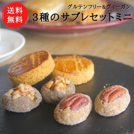 3種のサブレセット・ミニ　グルテンフリー プチギフト お菓子 ヴィーガン クッキー 詰め合わせ ギフト個包装 無添加 贈り物 小麦不使用 卵不使用 乳不使用 白砂糖不使用 おやつ お中元
