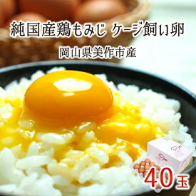 ケージ飼い卵 40個 純国産鶏 もみじ 岡山県美作市産 めぐみ 赤玉 非遺伝子組換飼料 送料無料