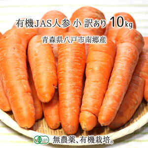 有機JAS人参(小) 訳あり 5〜15kg 無農薬 無化学肥料 有機栽培 青森県八戸市南郷産 オーガニック にんじん 送料無料