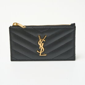 【中古】SAINT LAURENT PARIS サンローランパリ モノグラム フラグメント ジップカードケース 607915BOW011000 名刺入れ カーフスキンレザー ブラック