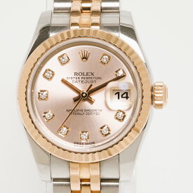 【中古】【1年間保証】ROLEX ロレックス デイトジャスト 179171 ランダム番 SS×エバーローズゴールド ピンク×ローズゴールド ダイヤ 自動巻 腕時計