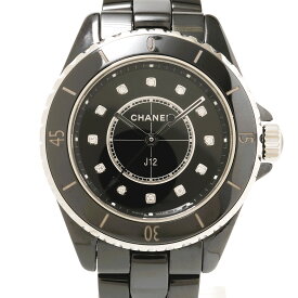 【中古】【半年間保証】CHANEL シャネル J12 H5701 セラミック×ダイヤモンド ブラック文字盤×シルバー×ブラック クオーツ 腕時計 レディース