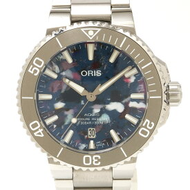 【中古】【1年間保証】ORIS オリス アクイス デイト アップサイクル 7766A SS×セラミック マルチカラー文字盤×シルバー 自動巻き 腕時計 メンズ