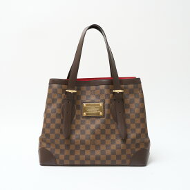 【中古】LOUIS VUITTON ルイヴィトン ハムステッド MM N51204 ハンド トート ショルダーバッグ ダミエ×レザー ブラウン×レッド レディース