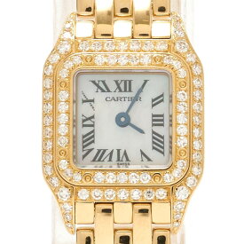 【中古】【半年間保証】Cartier カルティエ ミニ パンテール ドゥ カルティエ ウォッチ K18×ダイヤモンド シェル文字盤×ゴールド クォーツ 腕時計