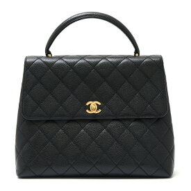 【中古】CHANEL シャネル キャビアスキン マトラッセ30 トップハンドル 6番台 ハンドバッグ ブラック×ゴールド金具 ココマーク レディース
