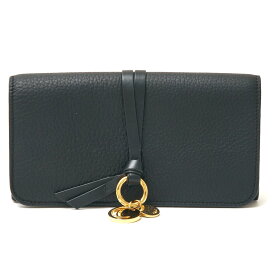 【中古】CHLOE クロエ ALPHABET ロングウォレット CHC17AP942H9Q001 二つ折り 長財布 レザー ブラック×ゴールド金具 レディース