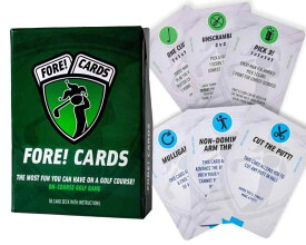 Fore Cards On-Course ゴルフゲーム | 楽しいインタラクティブゴルフゲーム | 次のラウンドを盛り上げる | 50枚のカードデッキで各ホールが異なるチャレンジになります | あらゆるゴルファーに最