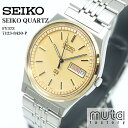 ＼11/4～利用可クーポン配布中／セイコー 海外市場モデル シャンパン メンズ Ref.FY372 7123-8430-P SEIKO ゴールド おしゃれ 軽量 クォーツ 美品 腕時計 メタルブレス スーツ 個性的 ファッション デイデイト 防水 男女兼用 実用的 稼働品 25-M-897