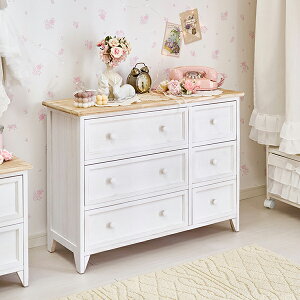 【直送】フレンチカントリー風ワイドチェスト|姫系 かわいい クラシック ガーリー アンティーク風 ロリータ