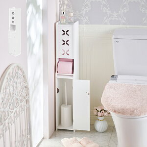 【直送】スリムトイレラック(フラワー)|姫系 かわいい クラシック ガーリー アンティーク風 ロリータ