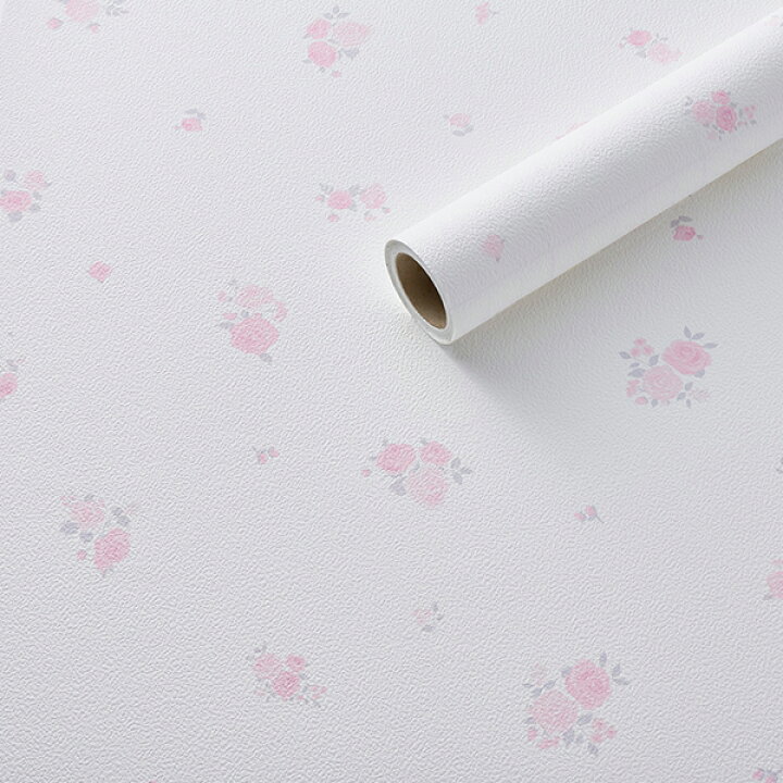 楽天市場 貼ってはがせる壁紙 ミニピンクローズ 白 ピンク花 ロマンティックプリンセス