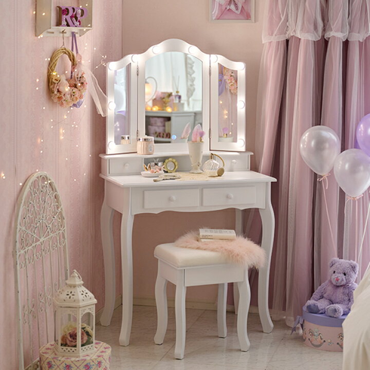 楽天市場】【P5倍！30日限定】【大型】三面鏡スリムドレッサー（ライト  