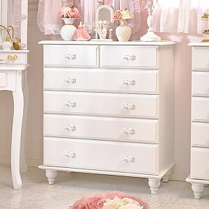 【大型】チェスト(大) 6杯//Rublanc(リュブラン)| 収納ケース 引き出し 衣類収納 衣装ケース 姫系 かわいい クラシック ガーリー アンティーク風 ロリータ 組立式 脚部のみ取付 リボン ホワ
