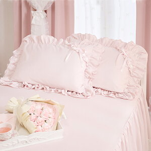 【P5倍!30日限定】ミルフィーユリボン枕カバー(ピンク)| まくらカバー 姫系 かわいい クラシック ガーリー アンティーク風 ロリータ ピローケース ピーチスキン フリル レース【ラッピ