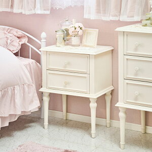 フレンチアンティーク調サイドチェスト ホワイト【直送】|姫系 かわいい クラシック ガーリー アンティーク風 ロリータ
