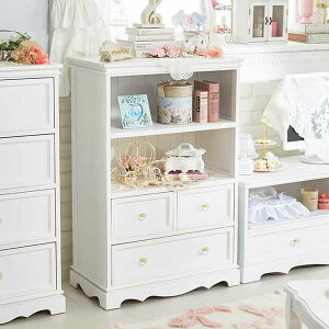 【直送】引出付きラック/Innocent(イノセント) 収納 ホワイト 大人可愛い 可愛い カワイイ 姫系家具 プリンセス 姫インテリア ロマンティック お姫様 おしゃれ|姫系 かわいい クラシック ガー