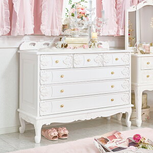 【直送】アンティーク風家具シリーズ(チェスト大)/Noble(ノーブル)シリーズ 可愛い カワイイ 姫系家具 ロマンティック お姫様 おしゃれ|姫系 かわいい クラシック ガーリー アンティー