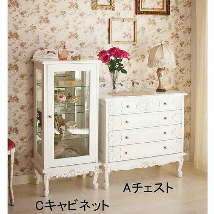 楽天市場】【直送】アンティーク風家具シリーズ（ガラスキャビネット 